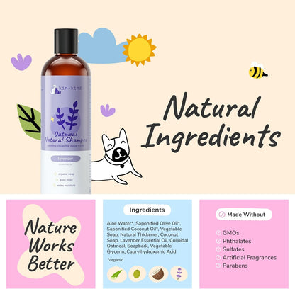 kin+kind Oatmeal Shampoo Lavender for Dogs & Cats Natural Dog Shampoo for Itchy & Sensitive Skin