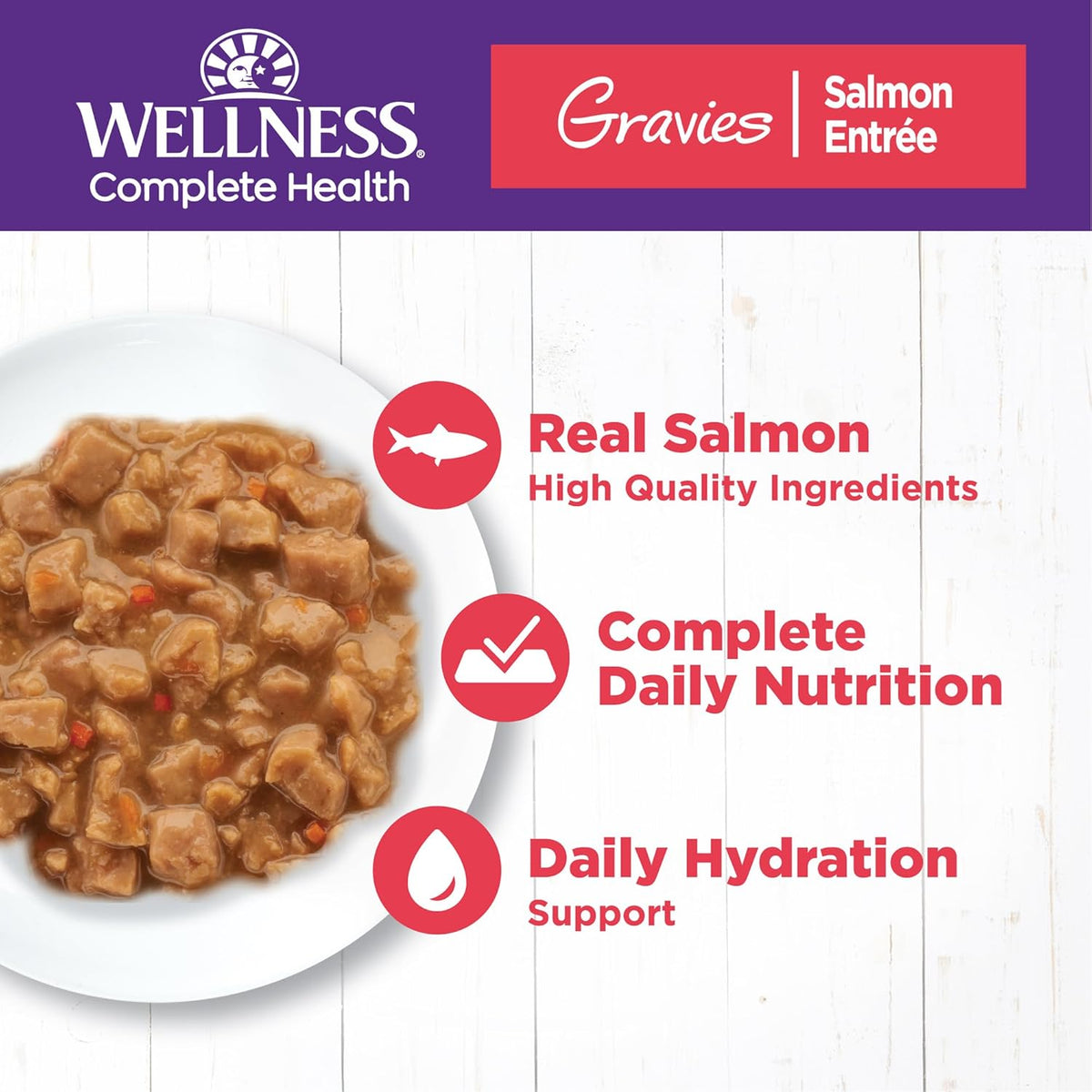 Wellness Complete Health Gravy Adult Wet Cat Food, Natural, Protein-Rich, Grain Free, 3 Ounce, 12