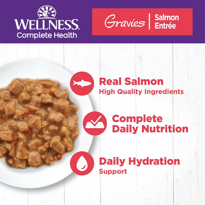 Wellness Complete Health Gravy Adult Wet Cat Food, Natural, Protein-Rich, Grain Free, 3 Ounce, 12