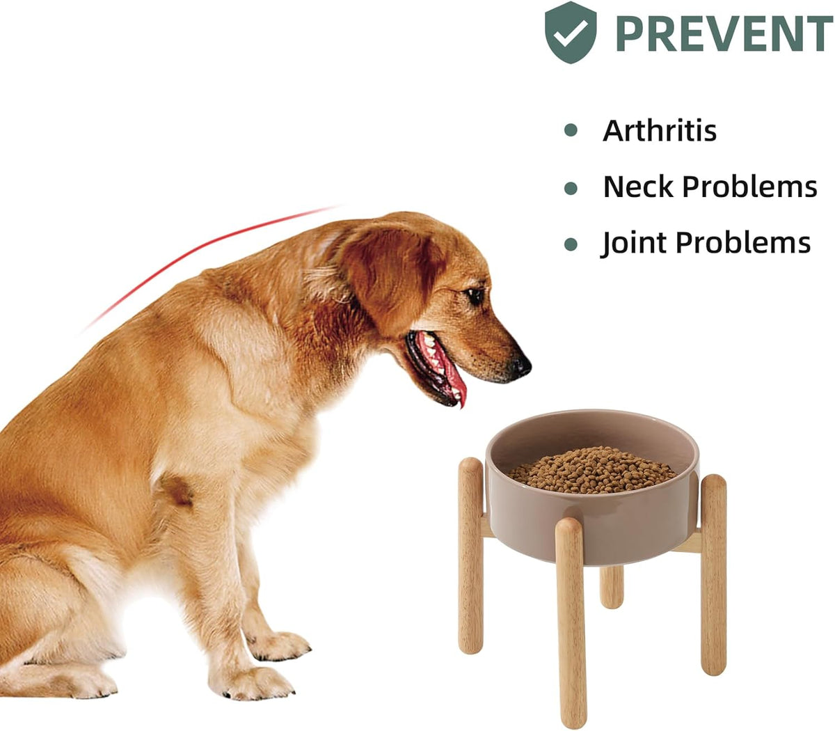 Ceramic 8.2inch Raised Dog Bowl with Stand for Large - Breed Dogs, Pet Food and Water Feeder(Single