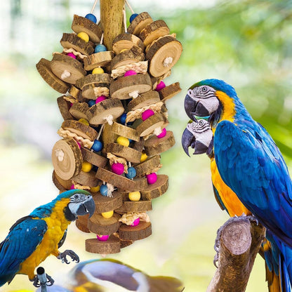 Extra Large Bird Parrot Toys- 19.7 inch Multicolored Natural Wooden Block Parrot Chewing Toy