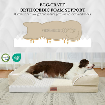 Comfort Expression XXL Dog Bed Waterproof, Extra Large Dog Beds Orthopedic Foam, Washable Dogs Sofa