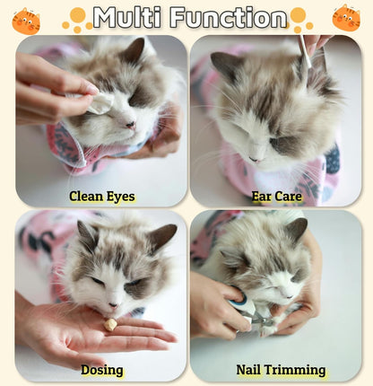 Cat Wrap for Grooming-Premium Cat Grooming Wrap Cat Restraint for Nail Clipping, Self-Adherent Soft