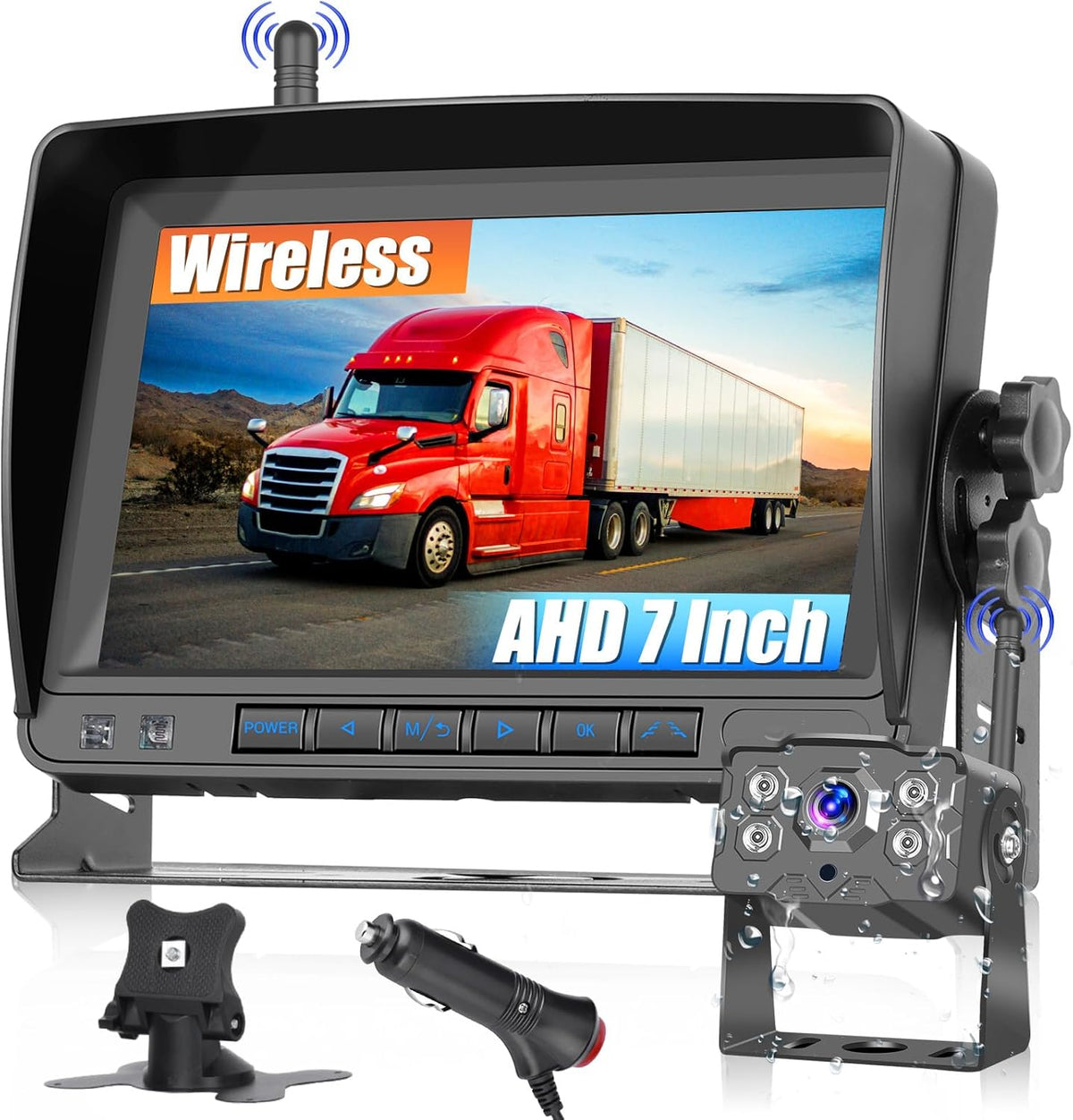 Hikity Wireless Backup Camera Trucks -7 Inch HD 1080P Rear View Camera Monitor Kit, IP68