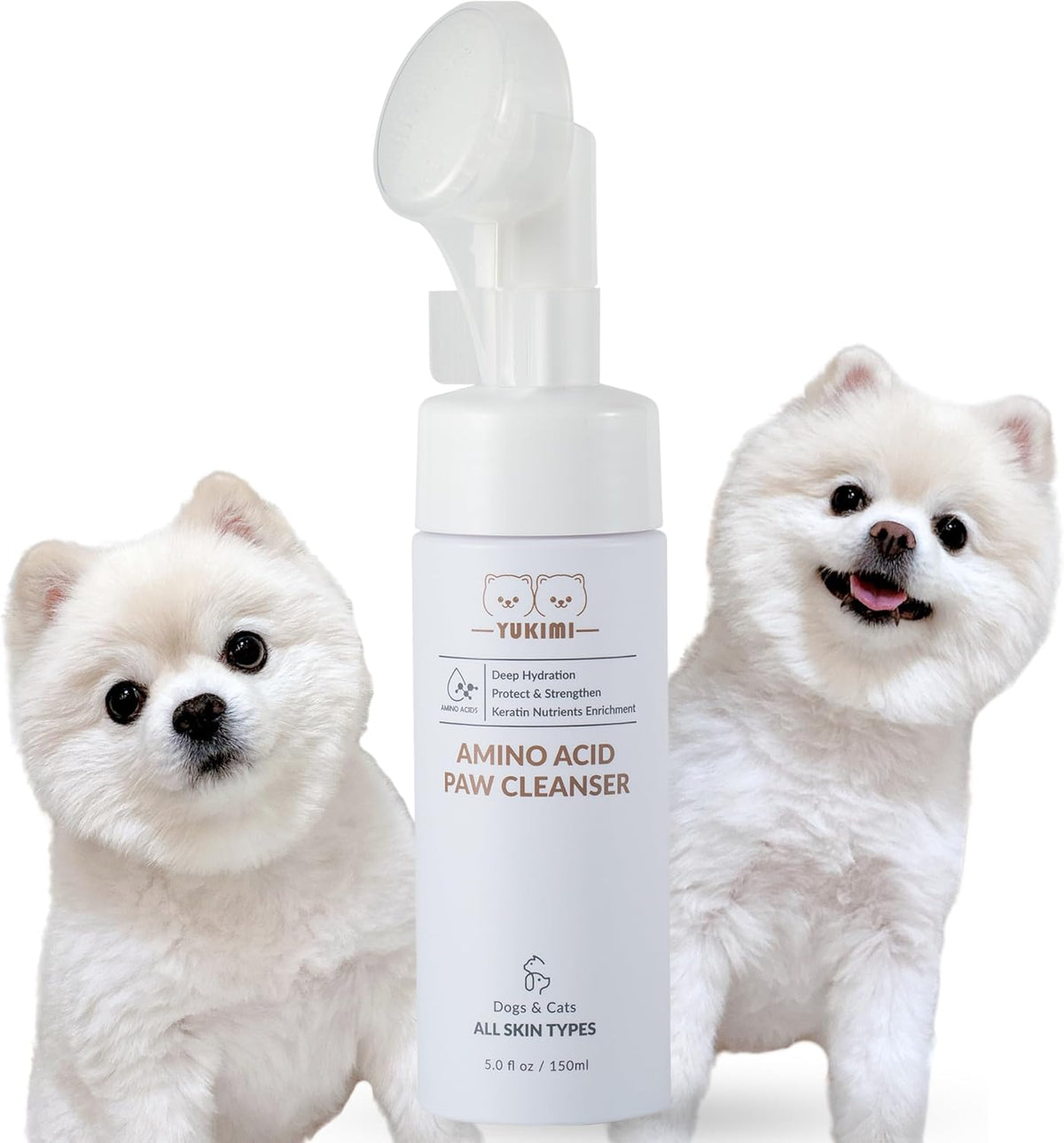 YUKIMI Premium Amino Acid Paw Cleanser with Silicone Bristle Brush for Dogs & Cats | Dermatologist