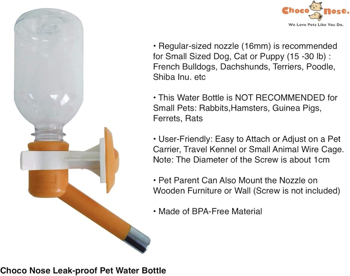 Choco Nose Patented No-Drip Dog Water Bottle/Feeder for Dogs/Cats and Other Small-Medium Sized