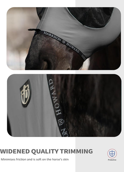 Harrison Howard Horse Fly Mask with Forelock Opening Stretch Breathable and Comfortable for Horses