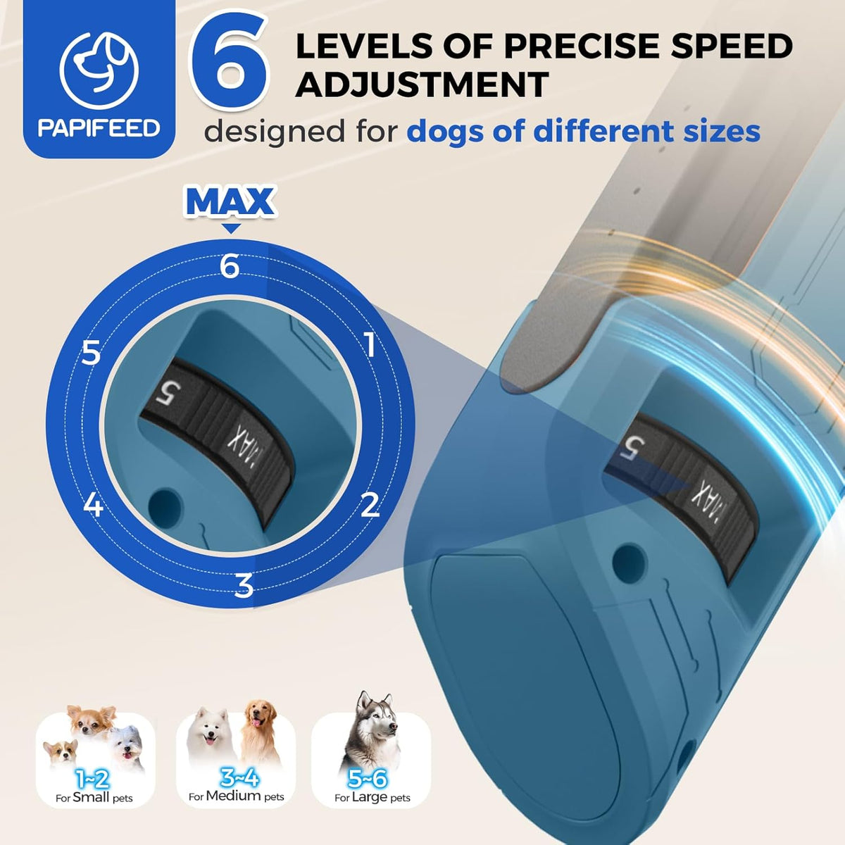 PAPIFEED High Torque Dog Nail Grinder Quiet - 6-Speed Adjustable Pet Nail Trimmer with 2 LED Lights