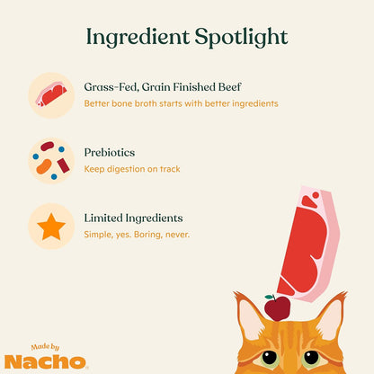 Made by Nacho Bone Broth Cat Food Topper for Hydration and Picky Eaters - Add Protein and Flavor to