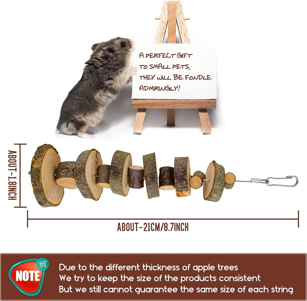 Natural Organic Apple Wood Chew Toys, 2 Pack Small Animal Snacks Toys Suitable for Bunny