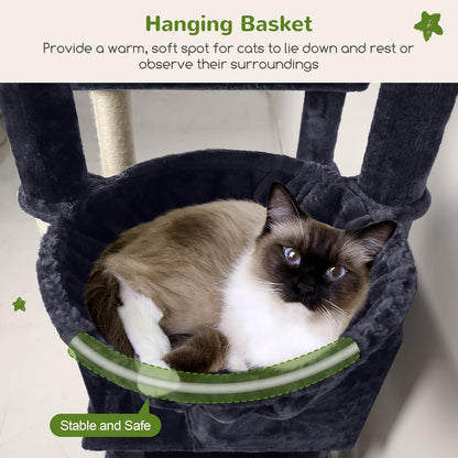 Globlazer Sturdy Cat Tree for Large Cats, 77 inch Large Cat Climbing Tower for Indoor Adult Cats