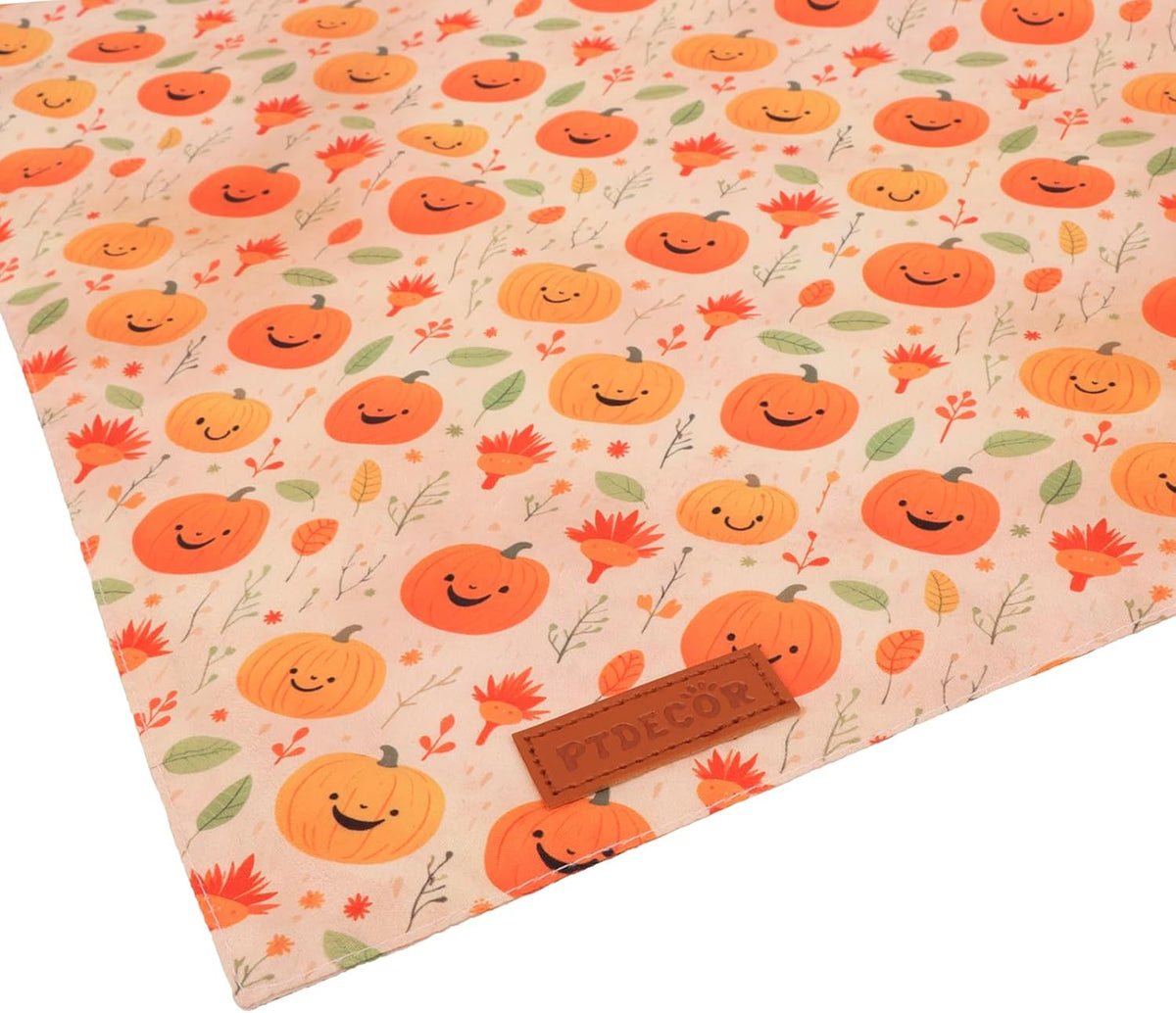 PTDECOR Halloween Dog Bandana, Ghost Pumpkin Design Reversible Holiday Dog Scarf, Triangle