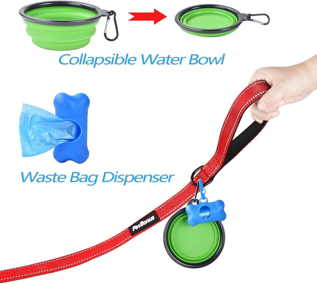 PetBonus Double Dog Leash, No Tangle Dual Leash, Reflective Walking Training Lead, 4 Comfortable