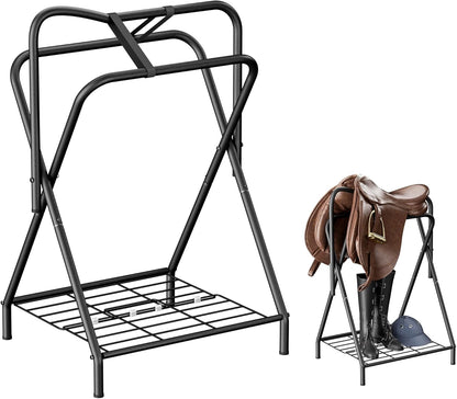 Dunatou Saddle Rack Freestanding Saddle Stand Foldable Horse Saddle Storage Rack Full Size Saddle