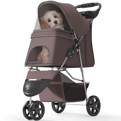 Pet Stroller with 3 Wheels for Small/Medium Pets, Portable Travel Foldable Carrier Jogger for Dog