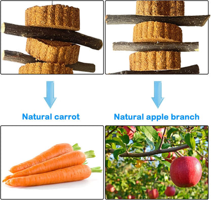 kathson Natural Small Animal Chew Toys for Teeth,4 PCS Rabbit Hanging Chewing Treats with Natural