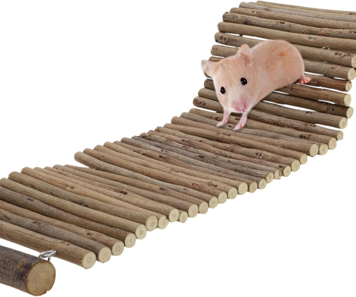 Hamster Bridge,Rat Long Bendy Bridge Wooden Climbing Ladder Cage Accessories for Syrian Hamster