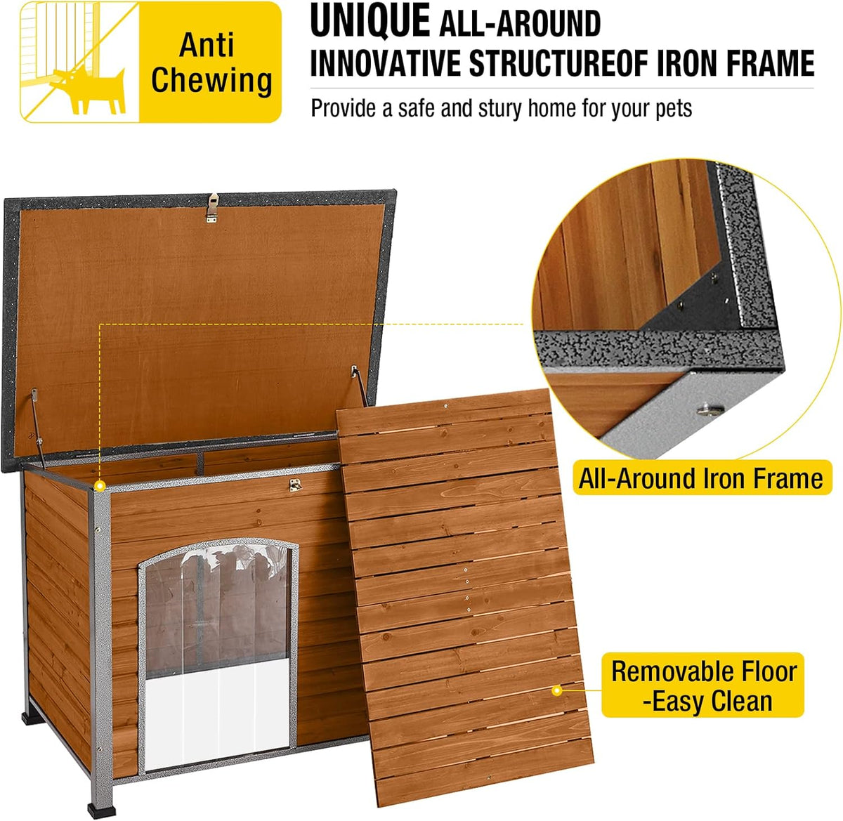 Aivituvin Dog House Outdoor & Indoor Wooden Dog Kennel for Winter with Raised Feet Weatherproof for