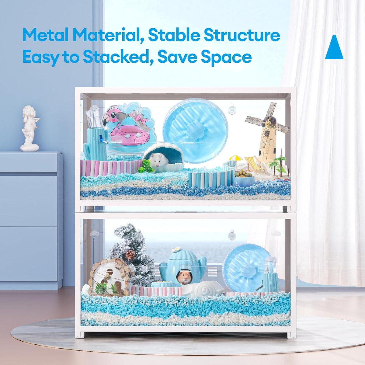 BUCATSTATE Hamster Cage Metal 2.0 - Small Animal Habitats Large Stackable with Top Access Easy
