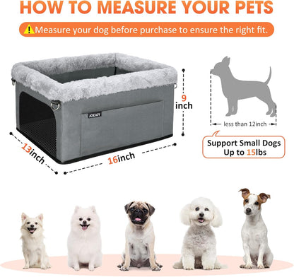 JOEJOY Deluxe Dog Booster Seat with Sturdy Metal Frame and Safety Leash for Small Pets up to 20 lbs