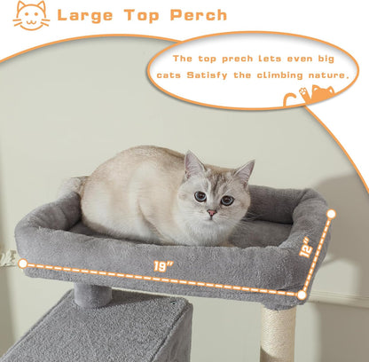 70-Inch Cat Tree,Large Cat Tree Tower with Hammock, Scratching Post, Condo and Multi-Level Cat