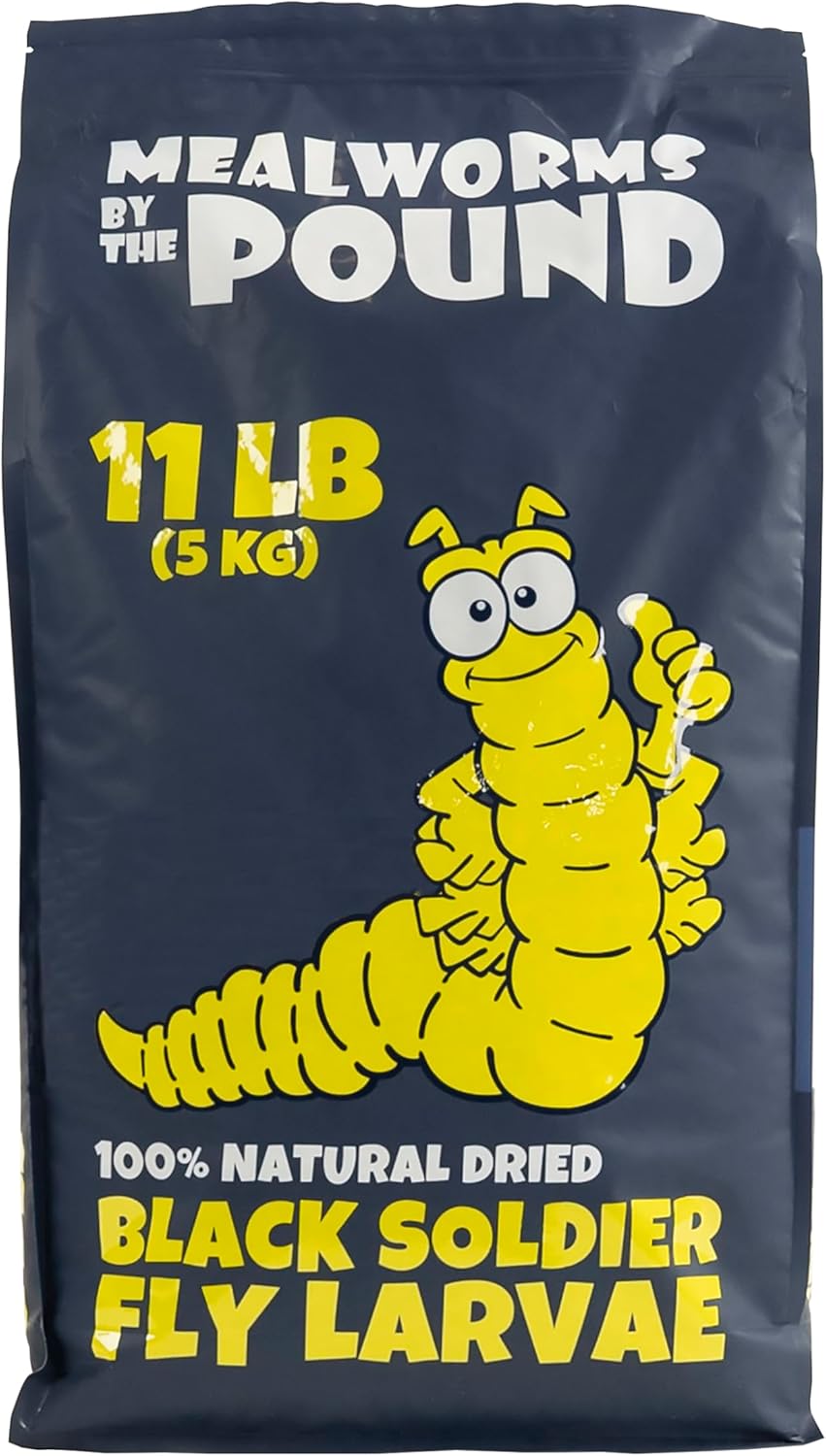 Dried Black Soldier Fly Larvae (11 lbs) - More Calcium Than Mealworms - Treats for Chickens, Wild