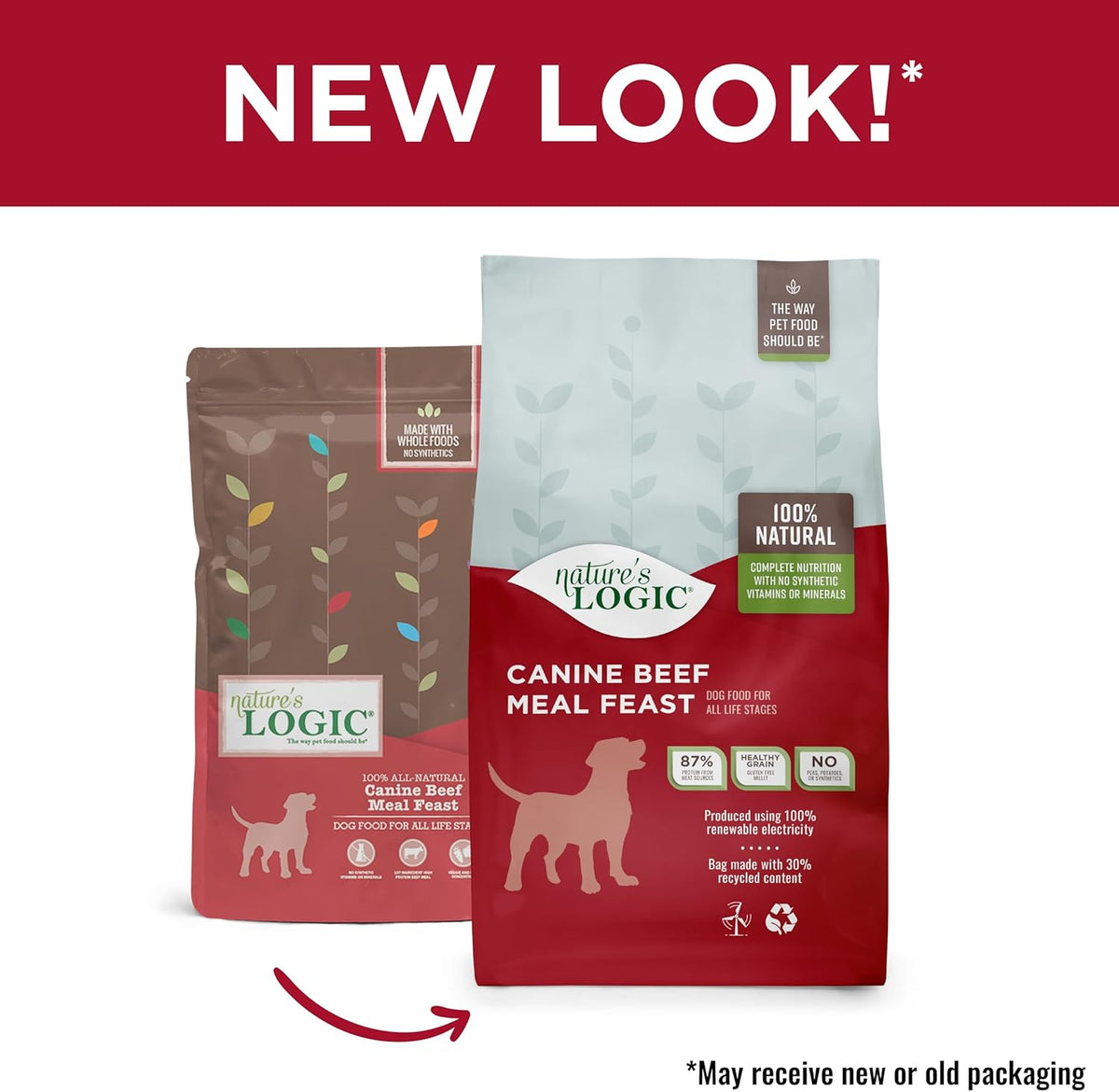 NATURE'S LOGIC Dry Dog Food - 100% Natural - No Synthetics - for All Ages, Sizes, Breeds - Free