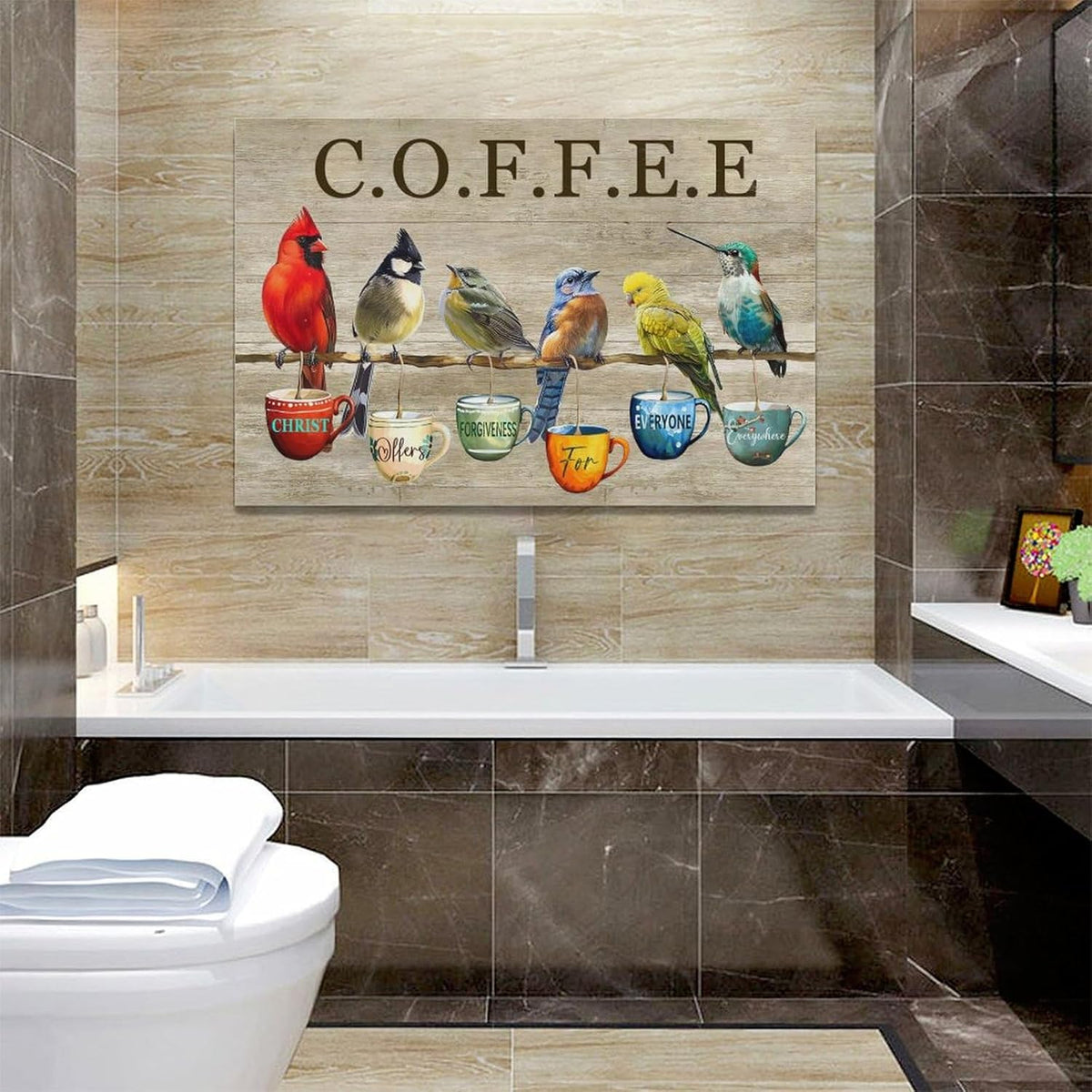 Rustic Bird Coffee Wall Art Kitchen Christ Coffee Pictures Wall Decor Farmhouse Cardinal