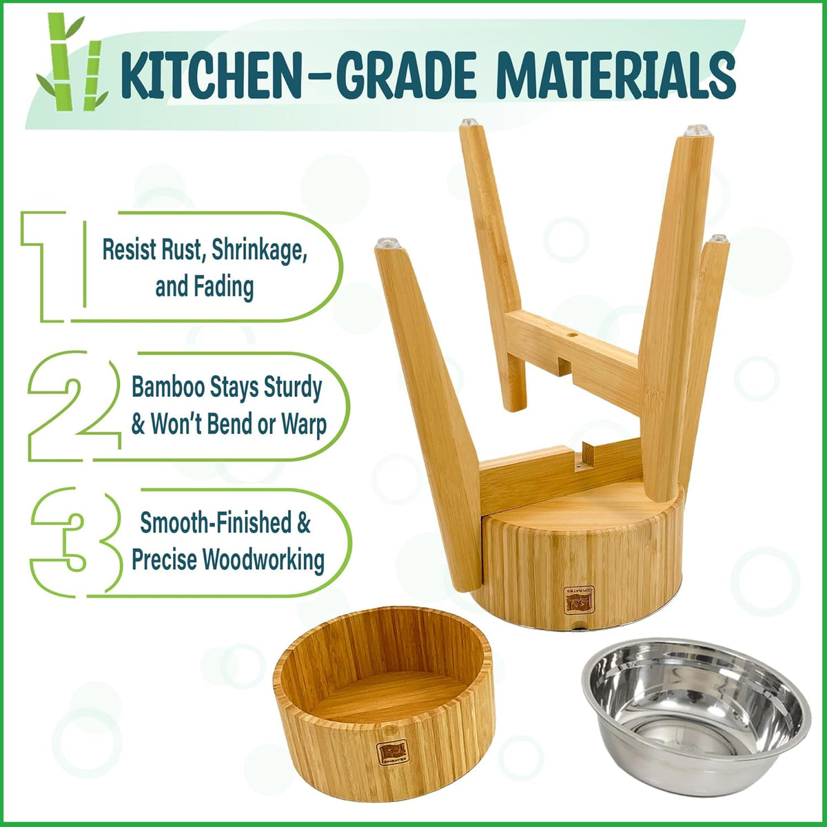 Elevated Dog Bowls for Large Breed - (15-Inch Tall, 74-oz Cap), Deter Ants and Bugs - Raised Single