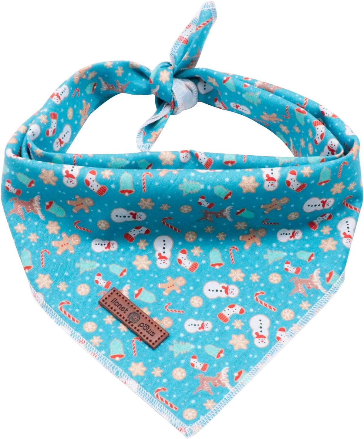 Lionet Paws Christmas Dog Bandana - 1PC Gingerbread Man Dog Bandana, Washable Reversible Cotton Boy