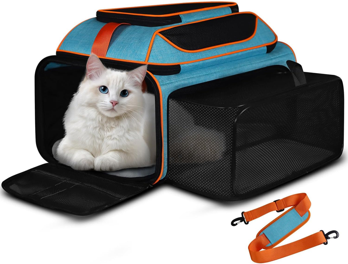 Petskd Top and Side Expandable Pet Carrier 19x13x9 Inches Southwest Allegiant Airlines Approved