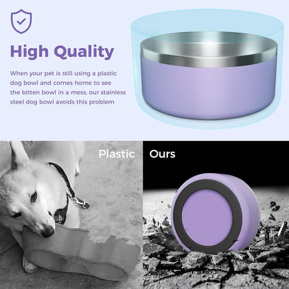 Dog Bowl, Stainless Steel Dog Food and Water Bowl with Non Slip Quiet Bottom, Easy to Clean