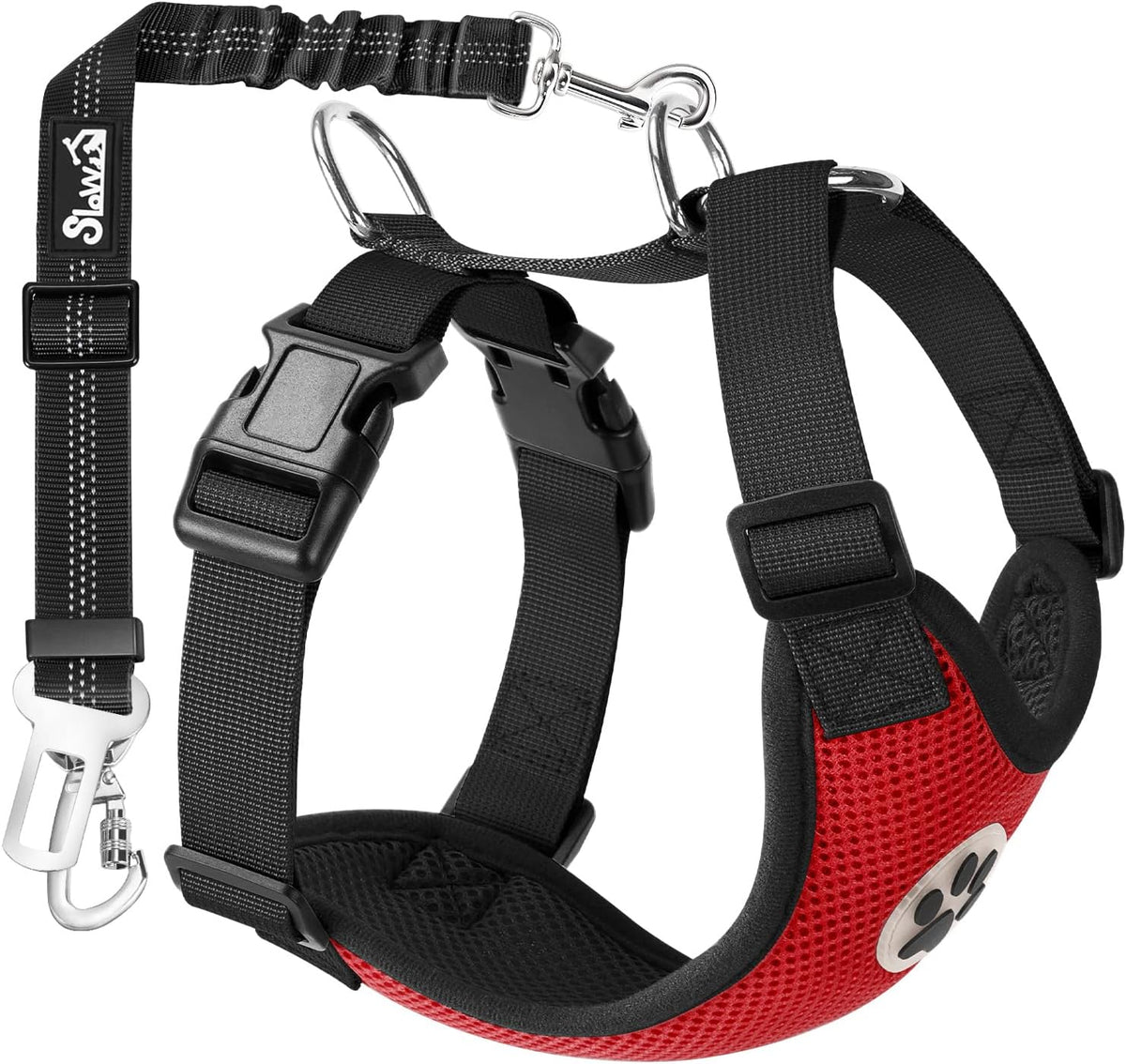 SlowTon Dog Seat Belt Harness for Car, Dog Car Harness Adjustable Mesh Breathable & Dog Seatbelt
