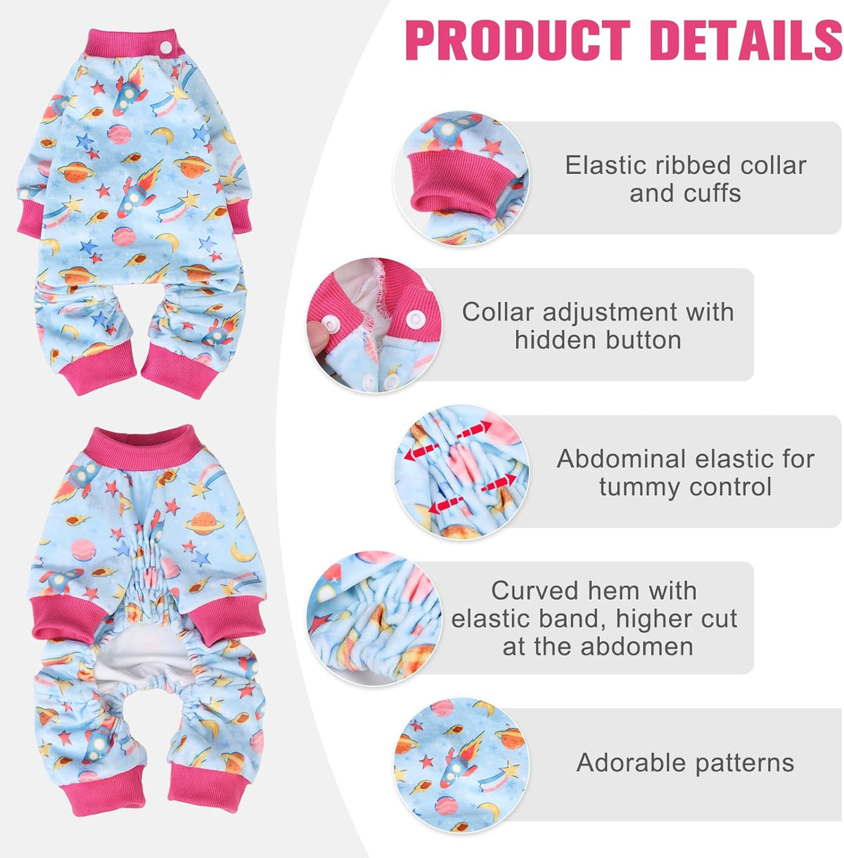 BEAUTYZOO Dog Pajamas Large Sized Dog, Summer Doggie Pajamas for Boy Girl, Soft Strechy Cotton