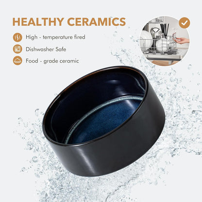 Ceramic 5.1inch Set of 2 Dog and Cat Bowls for Puppy, Kitty, Cats, 2pcs Anti-Slip Food and Water