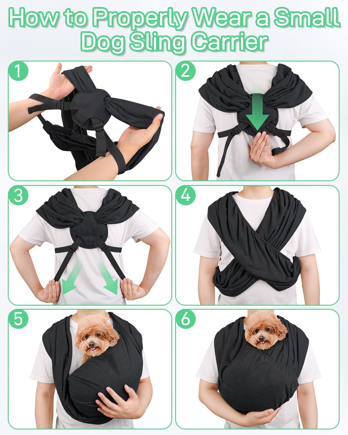 Dog Sling Swaddle Carrier Small Dog Cat Front Facing Carrier for Chest, Hands Free Puppy Carrying