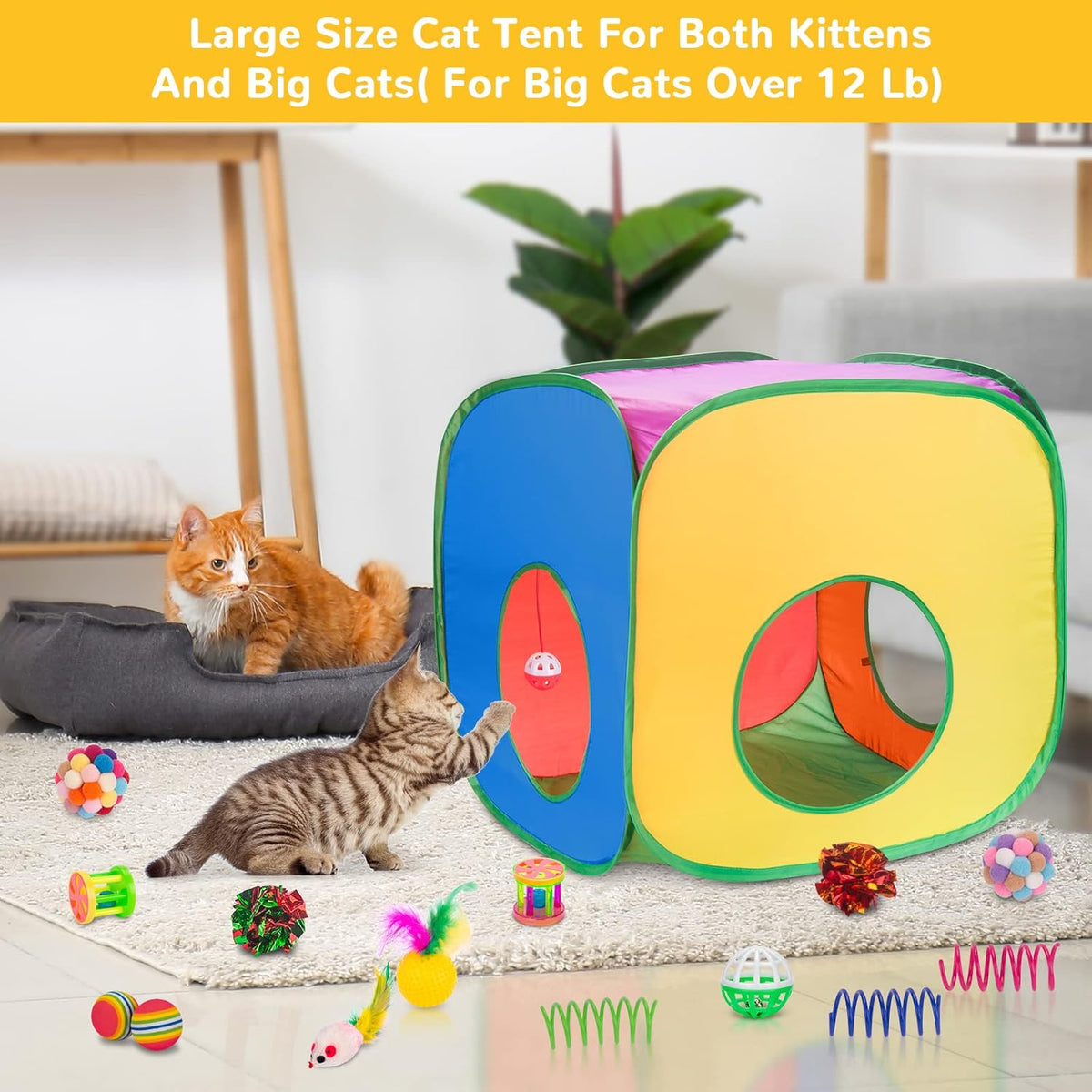 Retro Shaw 33Pcs Cat Toys for Large Cats, Interactive Kitten Toys for Indoor Cats Kitty with