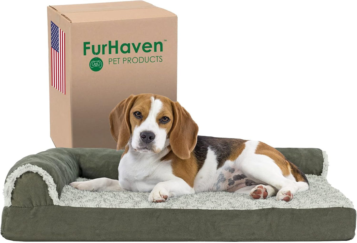 Furhaven Cooling Gel Dog Bed for Medium/Small Dogs w/ Removable Bolsters & Washable Cover, For Dogs