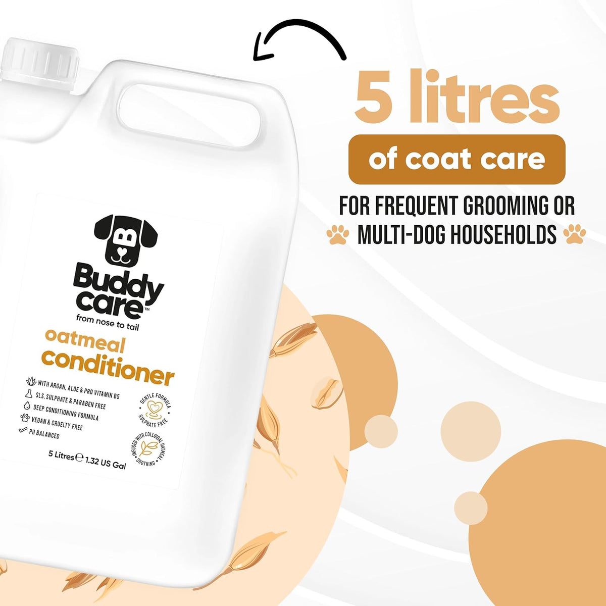 Oatmeal Dog Conditioner (169.07oz) Made with Aloe Vera, Argan Oil & Pro Vitamin B5 to Detangle
