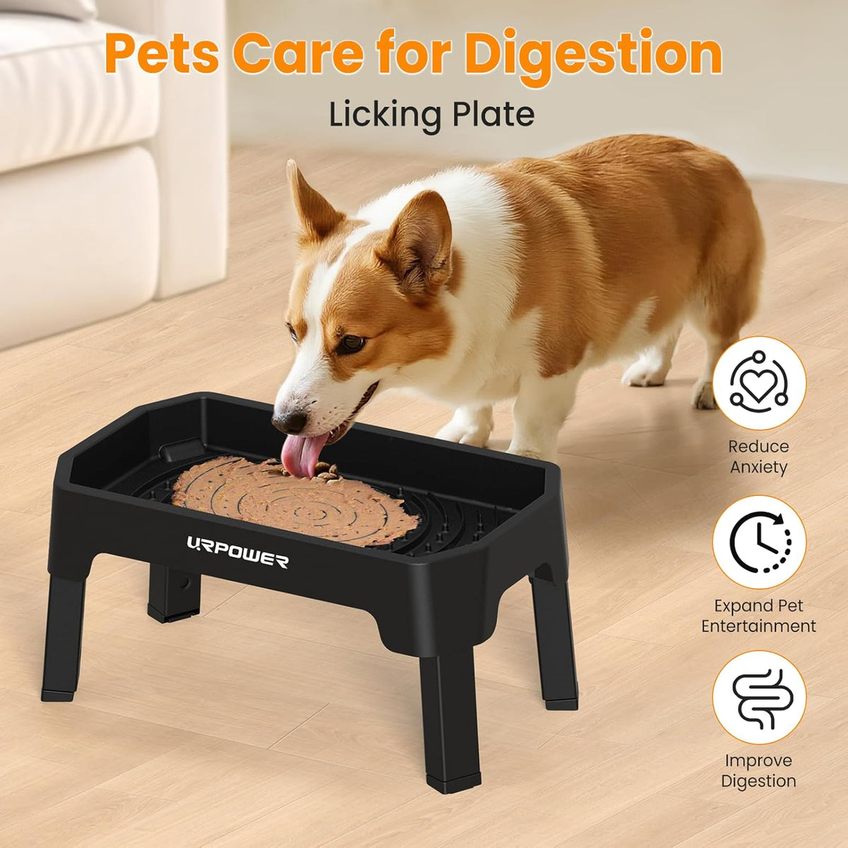 URPOWER 3-in-1 Elevated Dog Bowls - Mess Proof Double Deck 4 Height Adjustable Raised Stand with 2