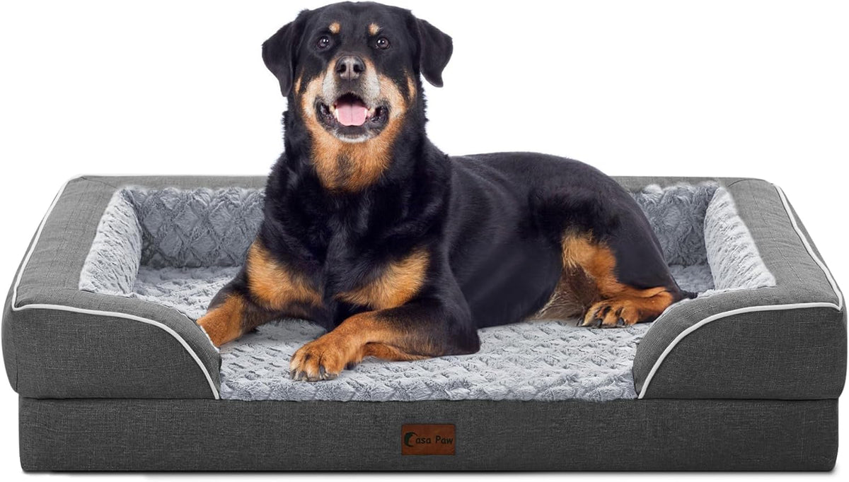 Orthopedic Waterproof Dogs Bed for Extra Large Dogs, Memory Foam XL Dog Beds with Sides, Egg-Crate