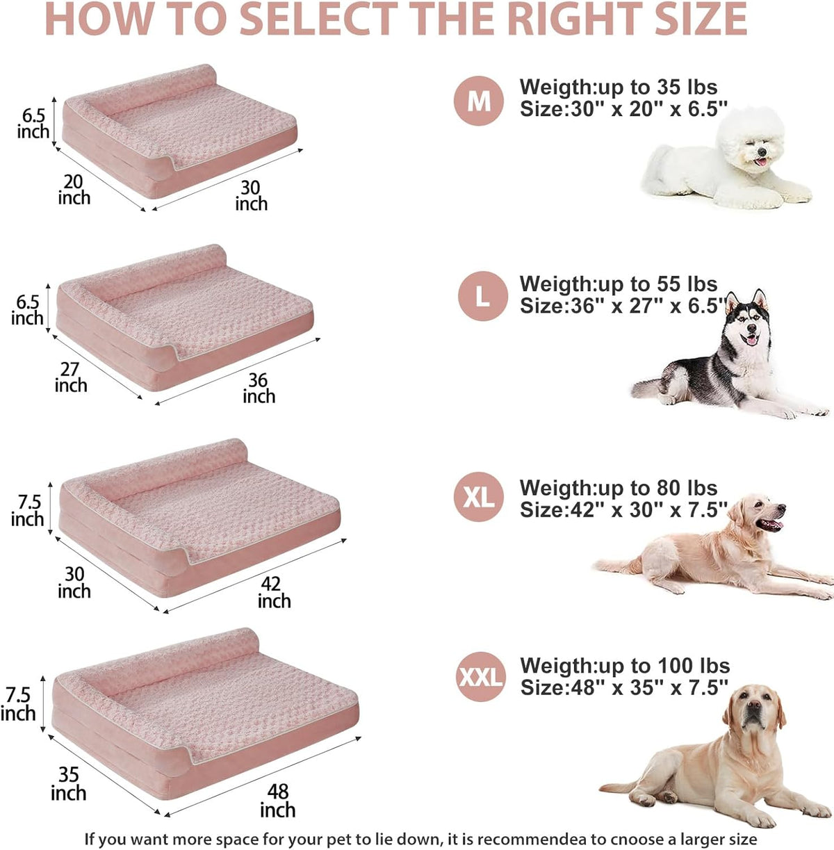 BFPETHOME Orthopedic Dog Beds for Large Dogs-Waterproof Sofa Dog Bed with Removable Washable Cover