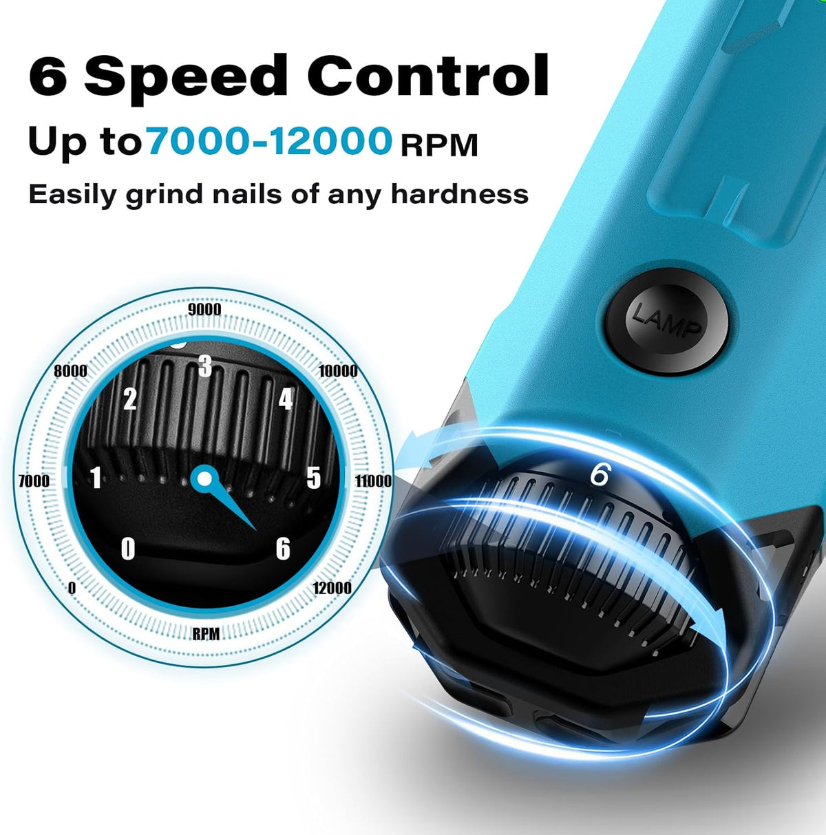 Casfuy 6-Speed Dog Nail Grinder - Newest Enhanced Pet Nail Grinder Super Quiet Rechargeable