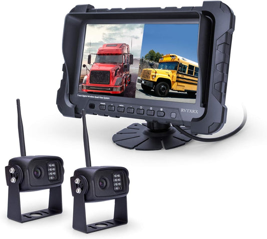 Digital Wireless Backup Camera System, Dual HD 720P Camera with Infrared Night Vision and Wide