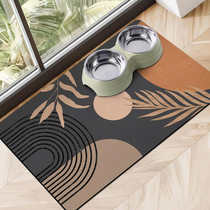 Dog Food Mats for Floors Super Absorbent, Pet Cat Food Mat - Non Slip Dog Bowl Mats for Food and