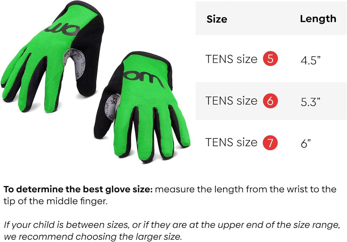 woom TENS Bike Gloves, Child’s & Youth Bicycle Full Finger Protection with Grip for Road Cycling &
