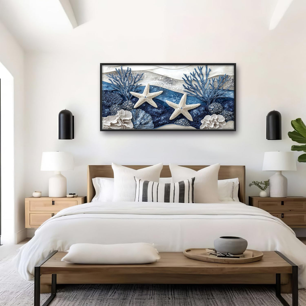 Large Starfish Nautical Wall Art for Living Room, Ocean Canvas Oversized Wall Decor, Sea Animal