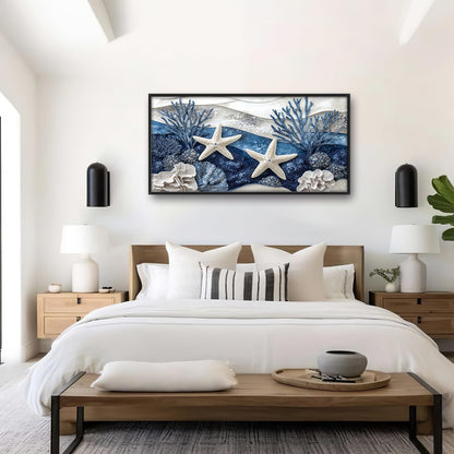 Large Starfish Nautical Wall Art for Living Room, Ocean Canvas Oversized Wall Decor, Sea Animal