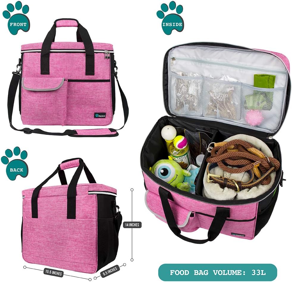 PetAmi Dog Travel Bag - Travel Pet Organizer with Food Container and Bowls, Perfect for Weekend