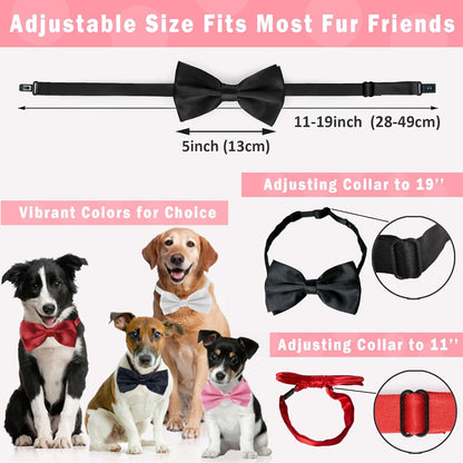 KOOMOX Red Bow for Dog, Adjustable Dog Bow Tie Collar for Medium and Large Dogs Cats Pets Wedding